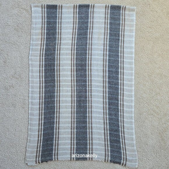 Cashmere Woven Scarf Stripes Brown Grey Nepal - Picture 3 of 11